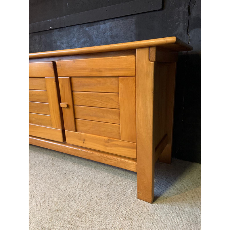 French vintage sideboard in solid elm, 1970