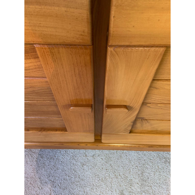 French vintage sideboard in solid elm, 1970