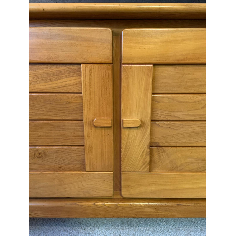 French vintage sideboard in solid elm, 1970