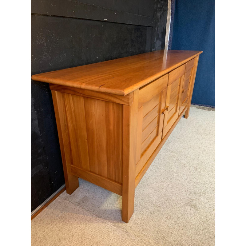 French vintage sideboard in solid elm, 1970