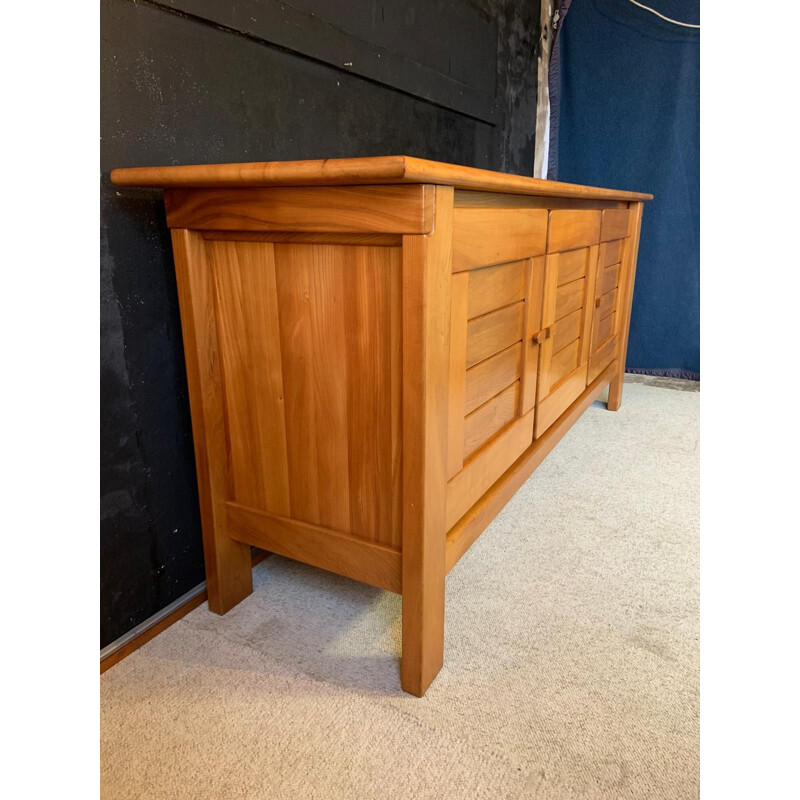 French vintage sideboard in solid elm, 1970