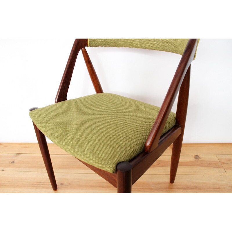 Vintage Danish chair with green fabric, Kai KRISTIANSEN - 1960s