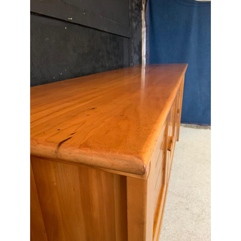 French vintage sideboard in solid elm, 1970