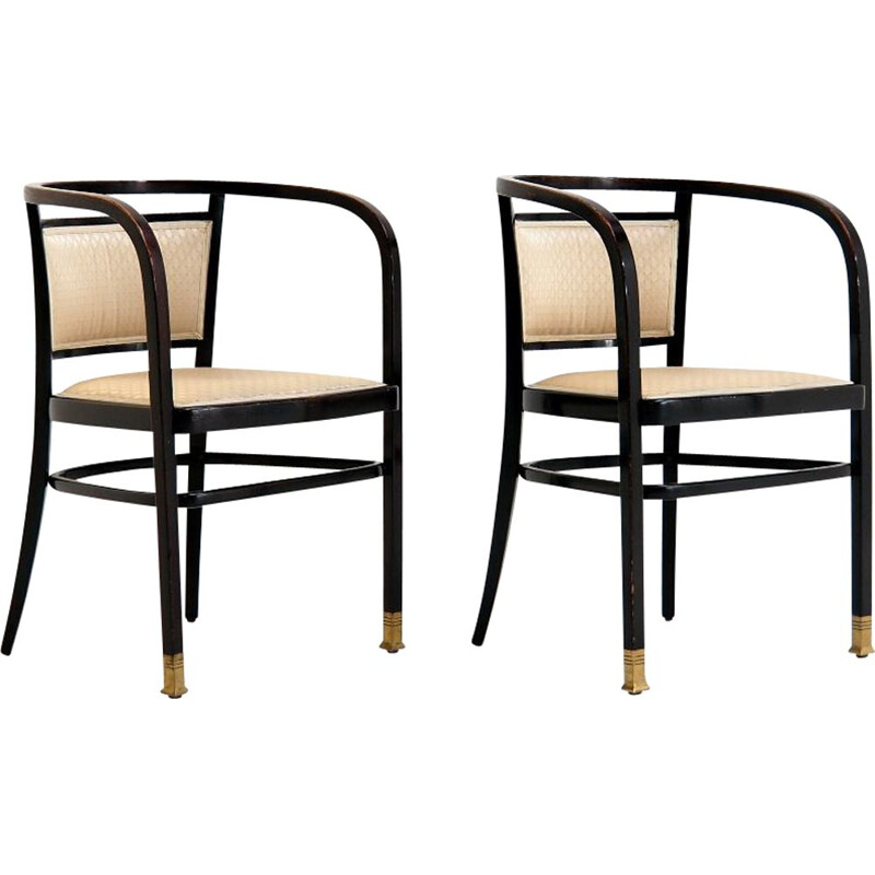 Pair of vintage armchairs from the Vienna Secession by Otto Wagne for the Wiener Postsparkasse