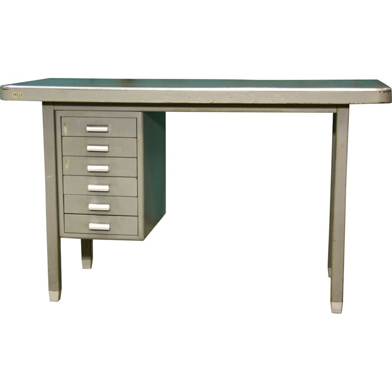Dutch industrial desk in metal by Lips, 1950-1960s