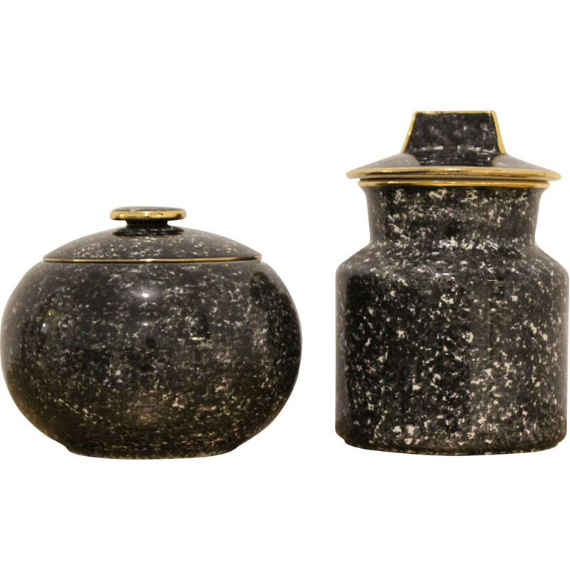 Ein Paar Vintage-Vasen aus Keramik, handdekoriert von Vicenza, Italien 1940