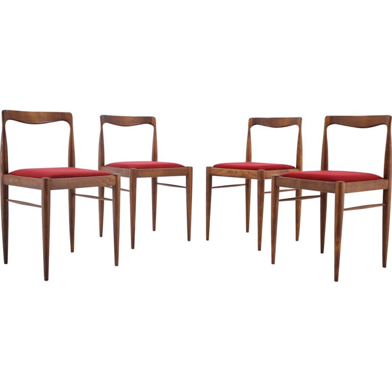 Set of 4 vintage minimalist dining chairs by Drevotvar, Czechoslovakia 1970s