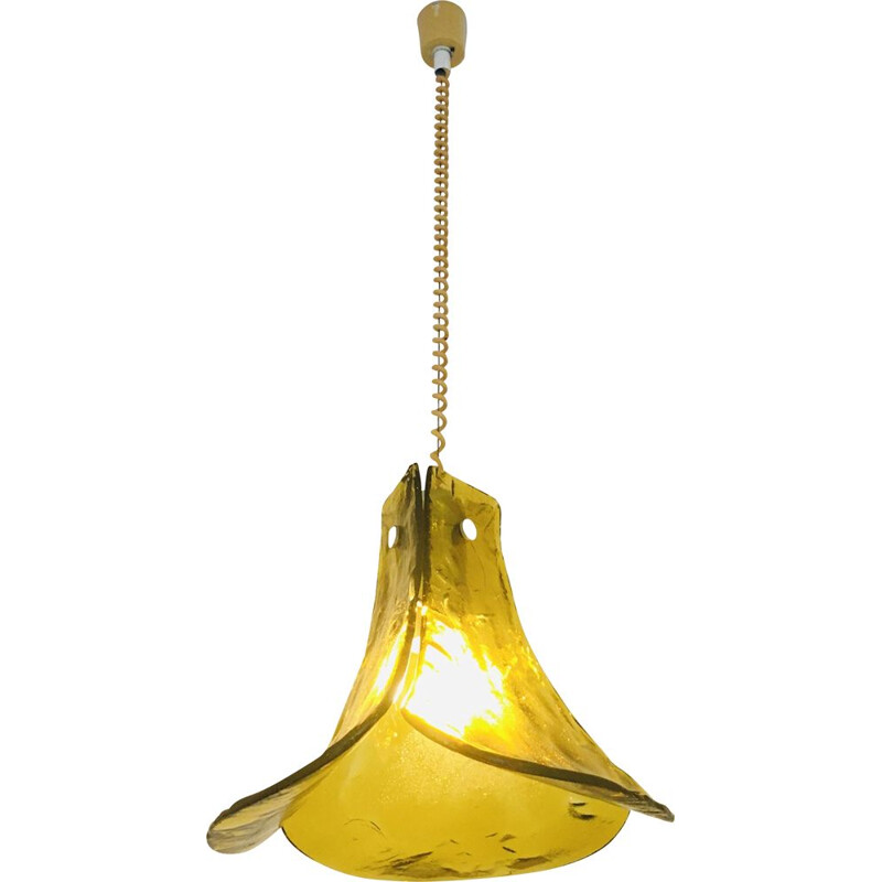 Vintage Murano glass flower pendant lamp by Carlo Nason for Kalmar Franken, Austria 1960s