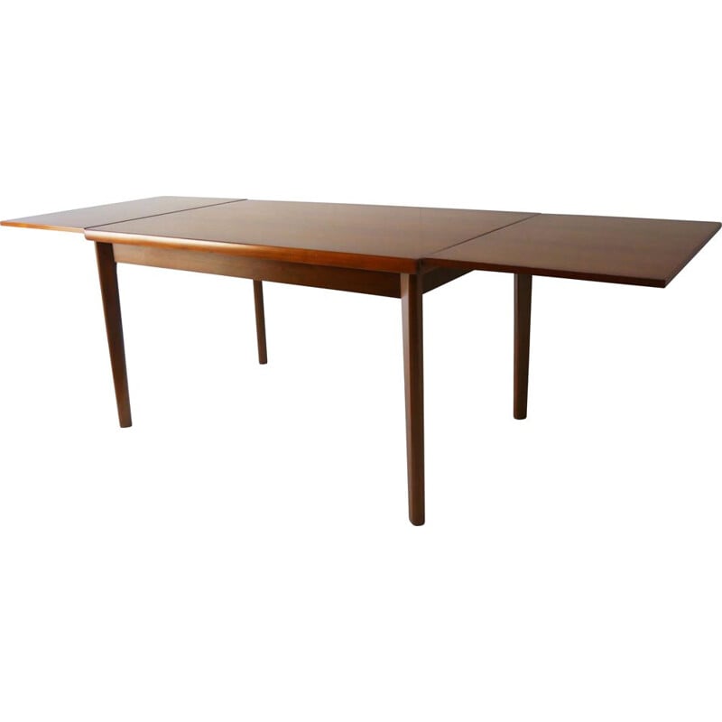 Mid century modern Danish extending draw leaf dining table by AM Mobler, 1960s