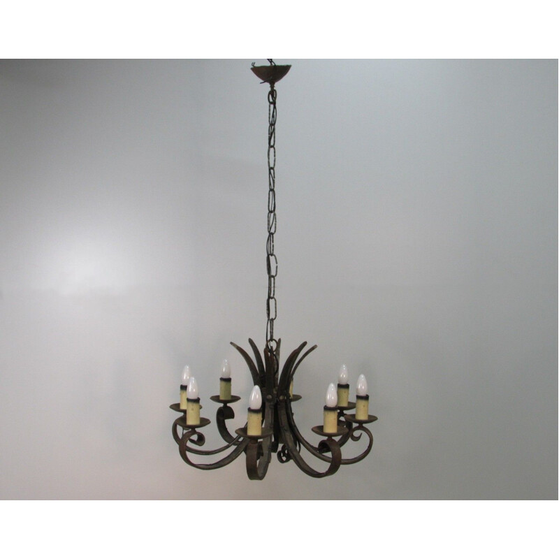 Mid century wrought iron chandelier, 1950s