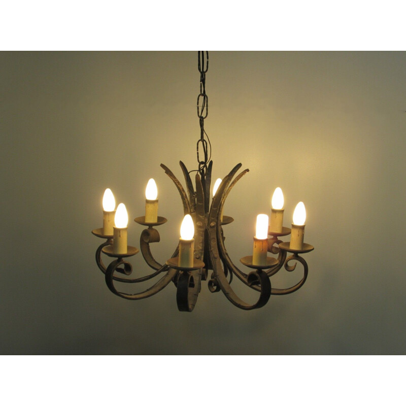 Mid century wrought iron chandelier, 1950s