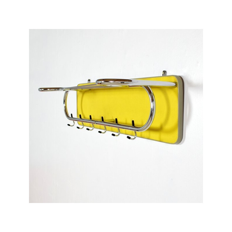Yellow metal coat rack - 1950s