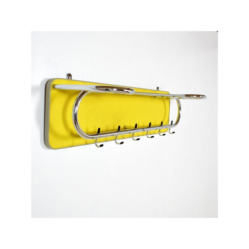 Yellow metal coat rack - 1950s