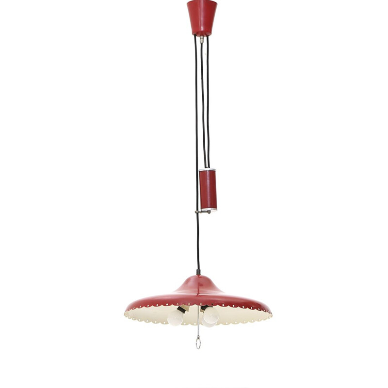 Vintage red up and down chandelier, 1950s