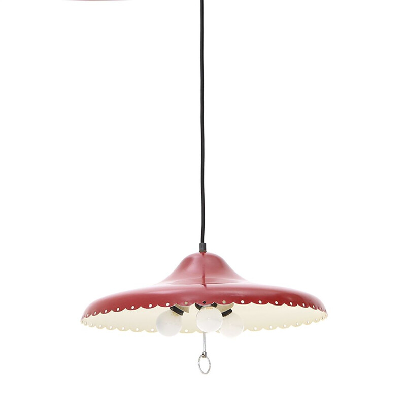 Vintage red up and down chandelier, 1950s