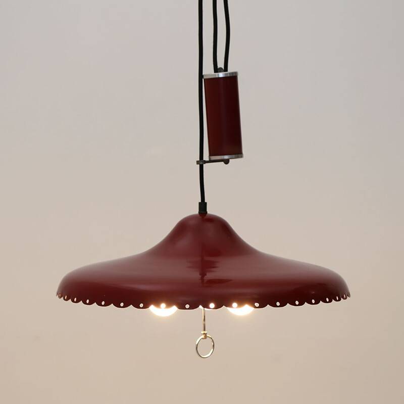 Vintage red up and down chandelier, 1950s