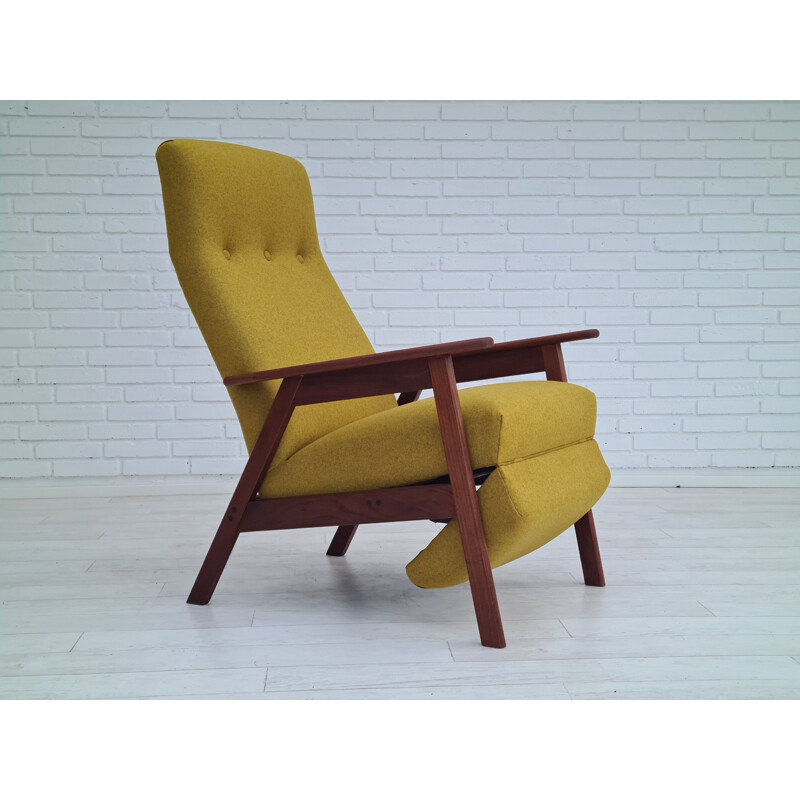 Mid-century danish high-backed armchair with fold-out footrest, 1970