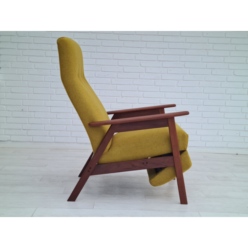 Mid-century danish high-backed armchair with fold-out footrest, 1970