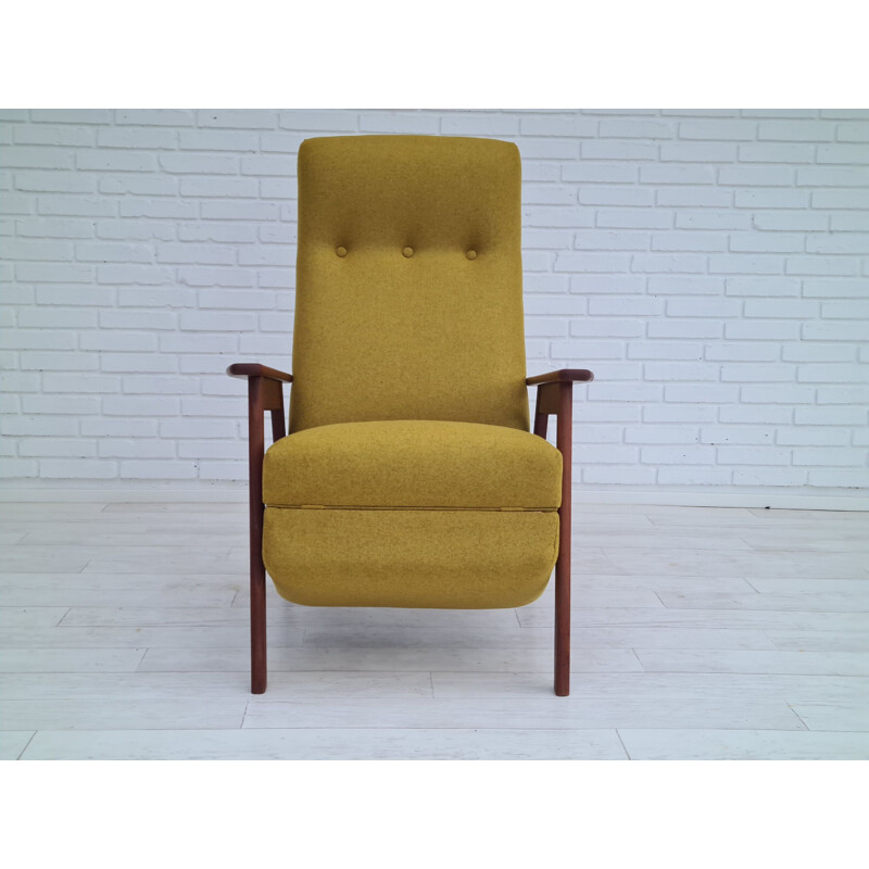 Mid-century danish high-backed armchair with fold-out footrest, 1970