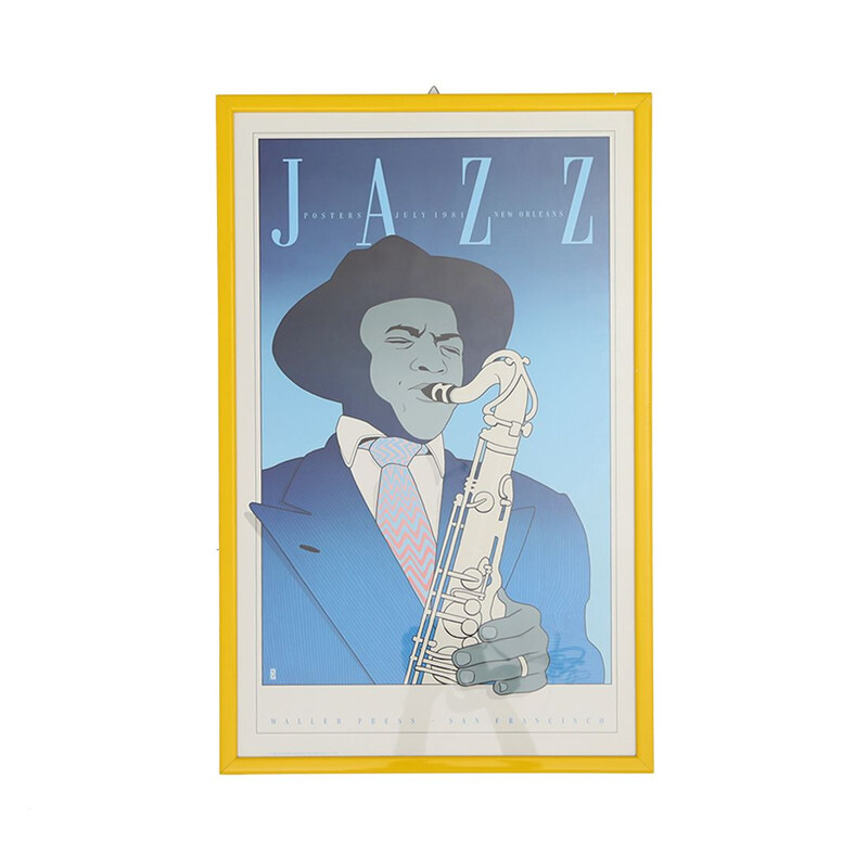 Vintage jazz concert poster by Fats Waller in New Orleans, Waller Press, MillerGilbert Publishing edition, 1980s