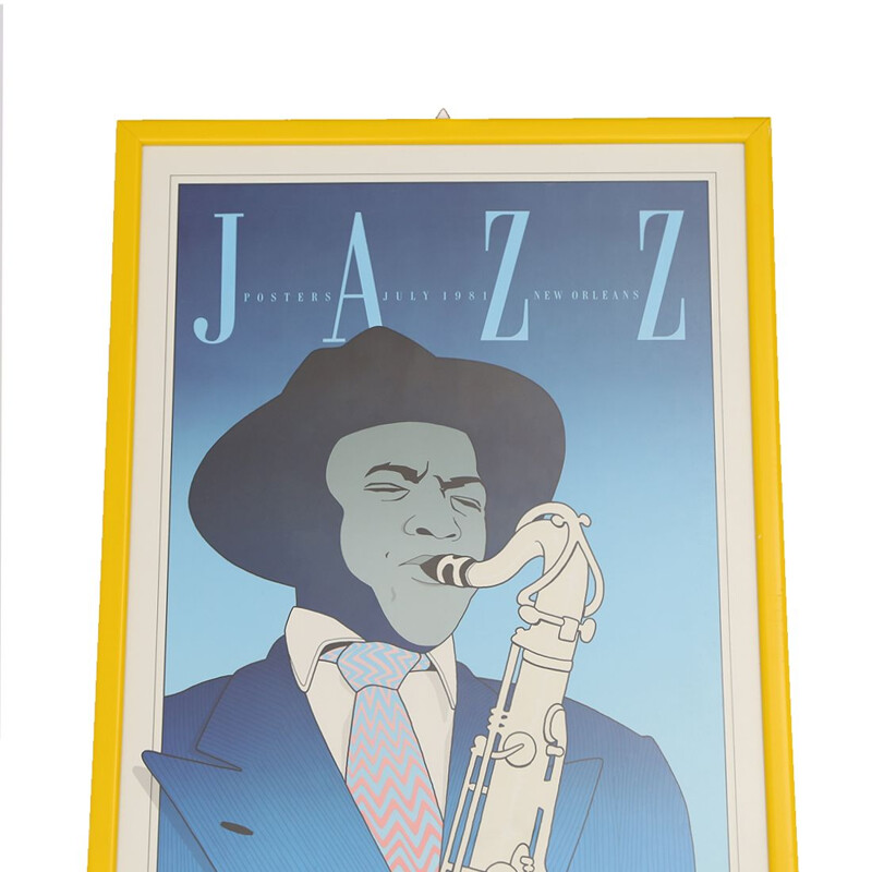 Affiche vintage de concert de jazz de Fats Waller à La Nouvelle-Orléans, Waller Press, édition MillerGilbert Publishing, 1980
