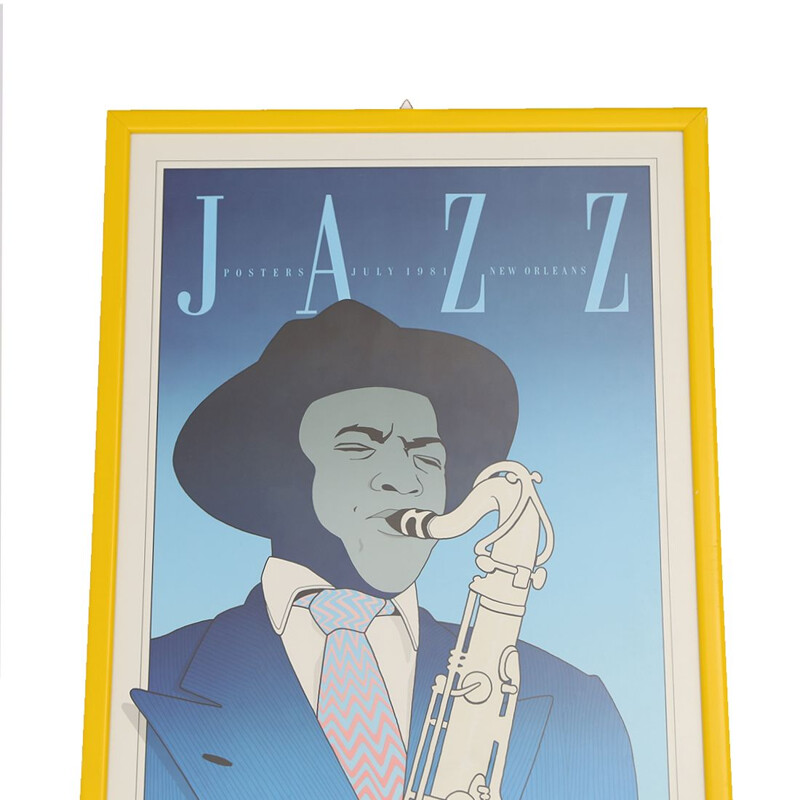 Vintage jazz concert poster by Fats Waller in New Orleans, Waller Press, MillerGilbert Publishing edition, 1980s