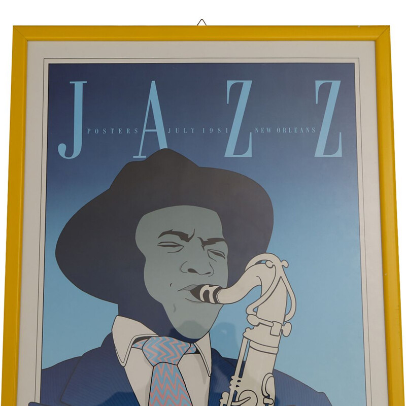 Affiche vintage de concert de jazz de Fats Waller à La Nouvelle-Orléans, Waller Press, édition MillerGilbert Publishing, 1980