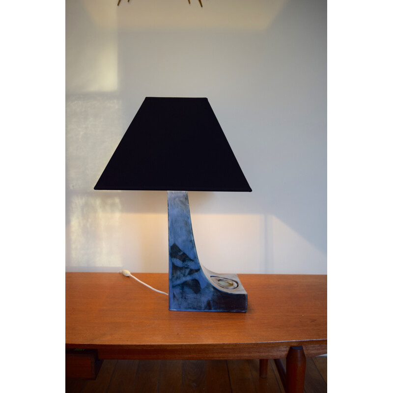 Blue ceramic table lamp - 1980s