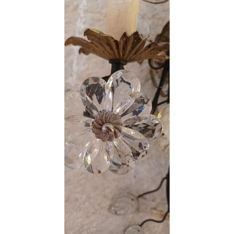 Pair of vintage silver foliage sconces, Italy 1970