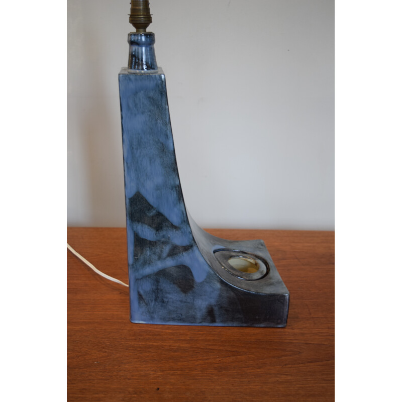 Blue ceramic table lamp - 1980s