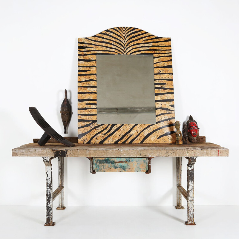Mid-century big zebra mirror, 1960