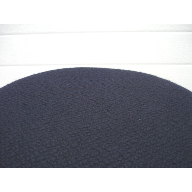 Dark blue wool Danish stool in beech - 1960s
