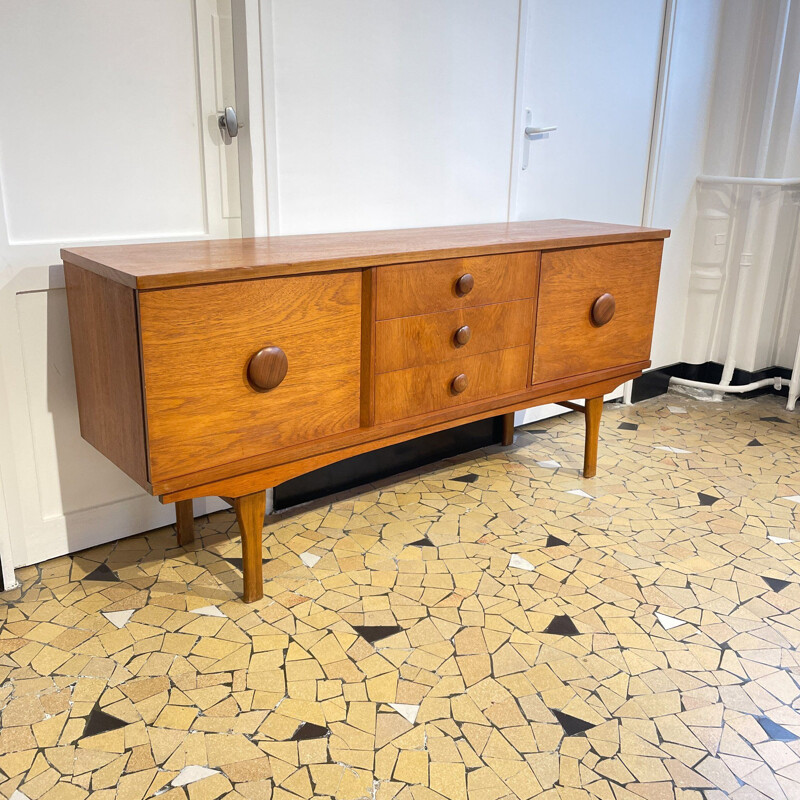 Vintage light teak sideboard 169cm, 1960