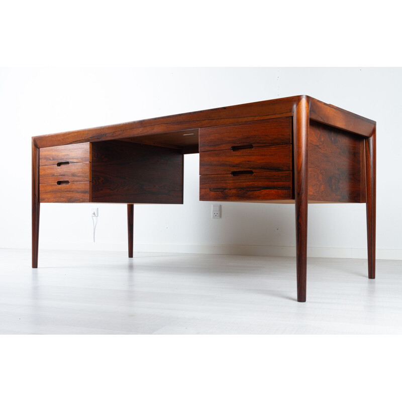 Vintage danish rosewood desk by Erik Riisager Hansen for Haslev Møbelsnedkeri, Denmark 1950s