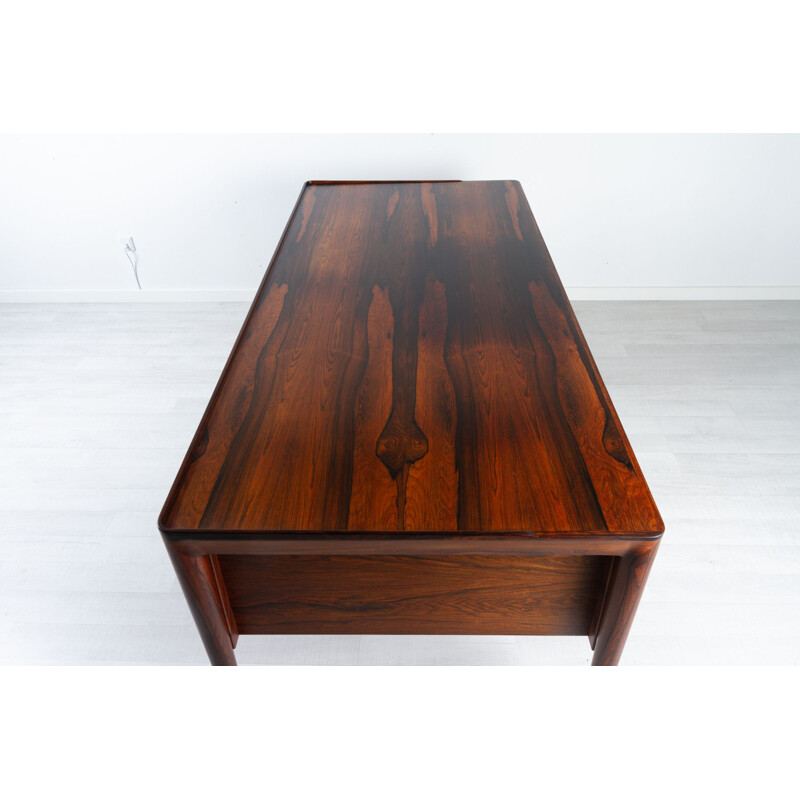 Vintage danish rosewood desk by Erik Riisager Hansen for Haslev Møbelsnedkeri, Denmark 1950s