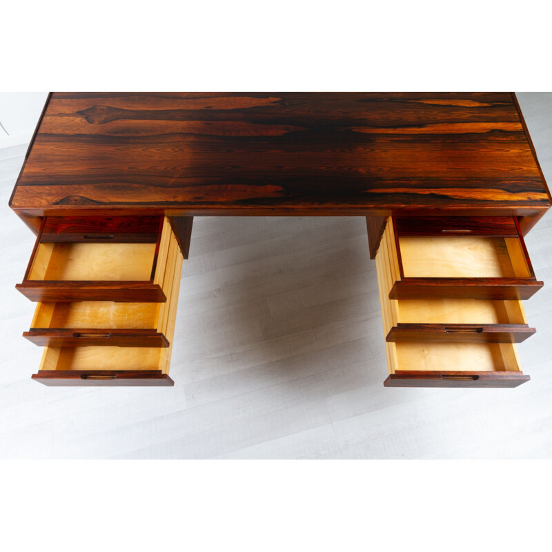 Vintage danish rosewood desk by Erik Riisager Hansen for Haslev Møbelsnedkeri, Denmark 1950s