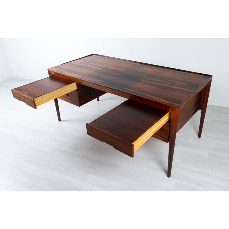 Vintage danish rosewood desk by Erik Riisager Hansen for Haslev Møbelsnedkeri, Denmark 1950s