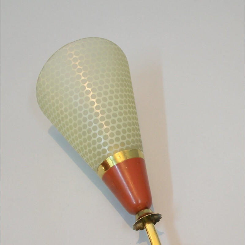 Mid-century French wall lamp in brass and glass - 1950s