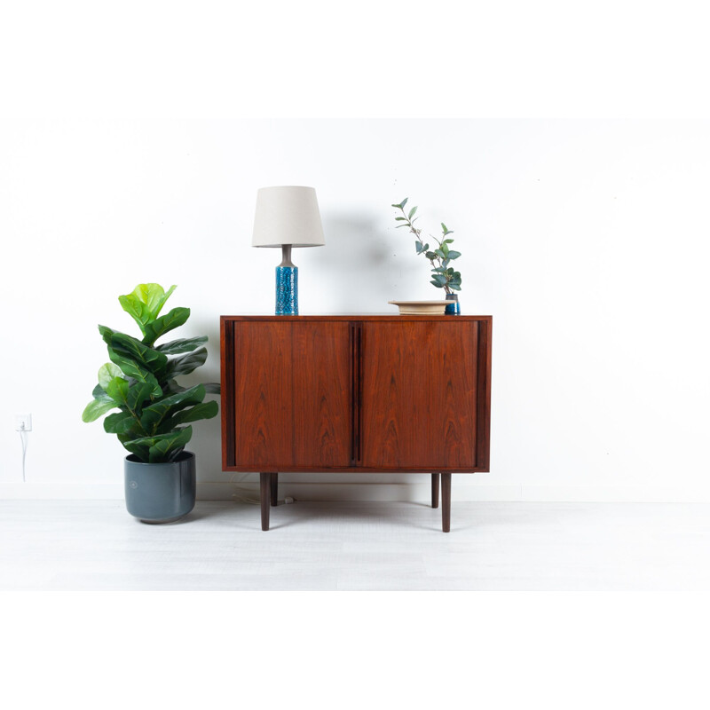 Vintage danish rosewood cabinet with tambour doors by Kai Kristiansen, 1960s