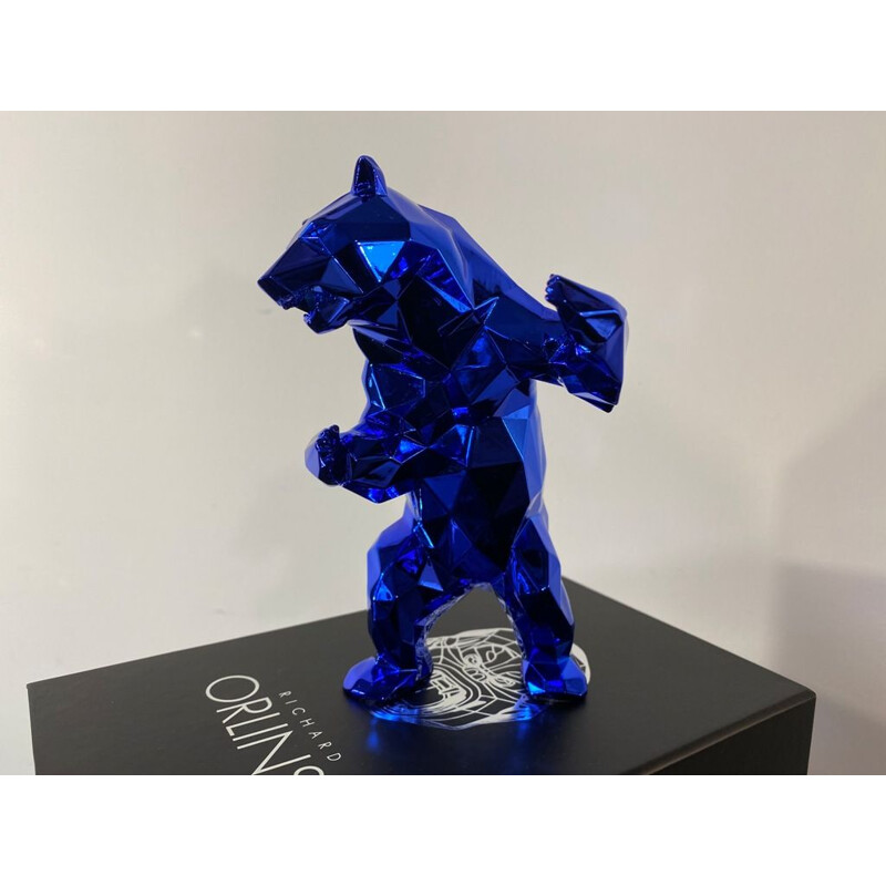 Vintage sculpture "Bear spirit blue" edition by Richard Orlinski