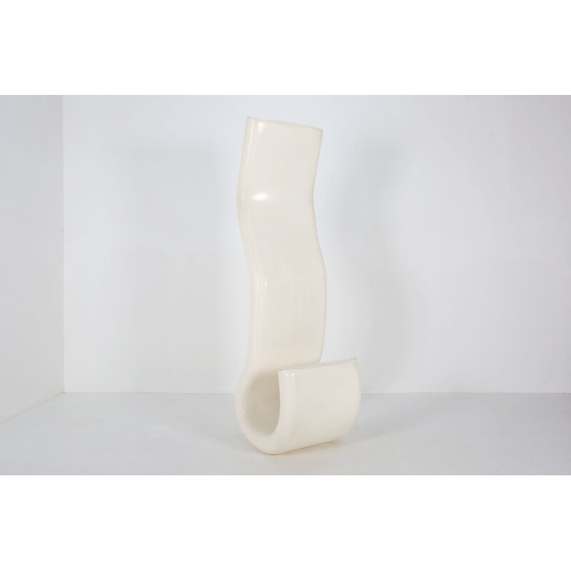 Mid-century white lounge chair with counter weight,1980