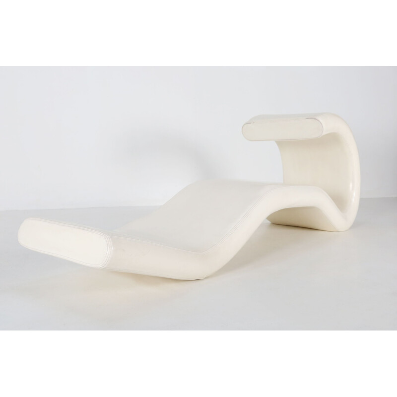 Mid-century white lounge chair with counter weight,1980