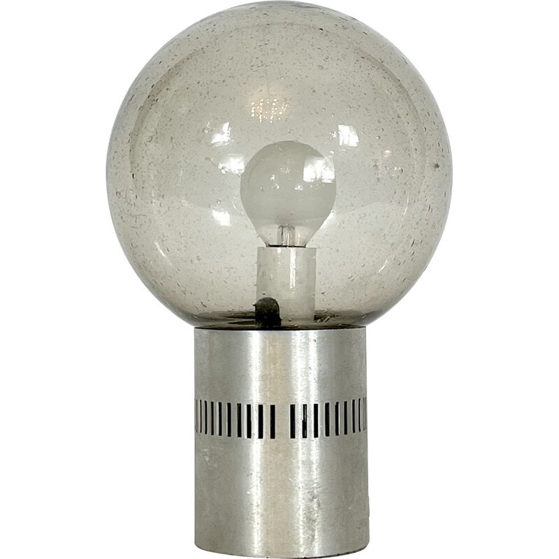 Lampe de table vintage en aluminium et verre bullicante par Stilux Milano