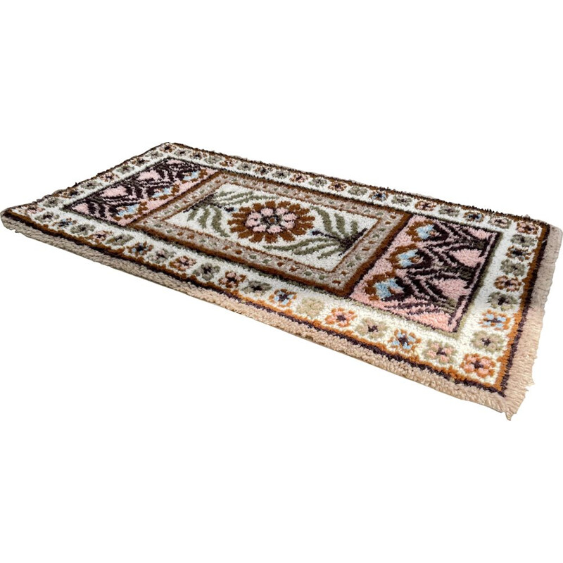 Tapis vintage bohème pure laine 135 x 70cm, 1970