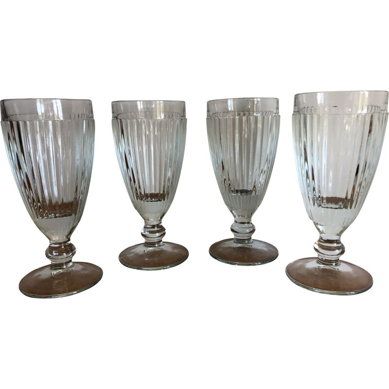 Set of 4 vintage bistro glass ice cream cups