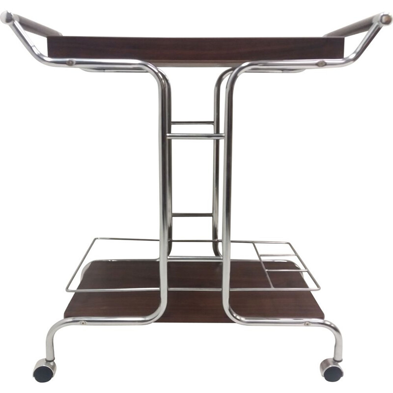 Mid-century serving metal table, Czechoslovakia 1980