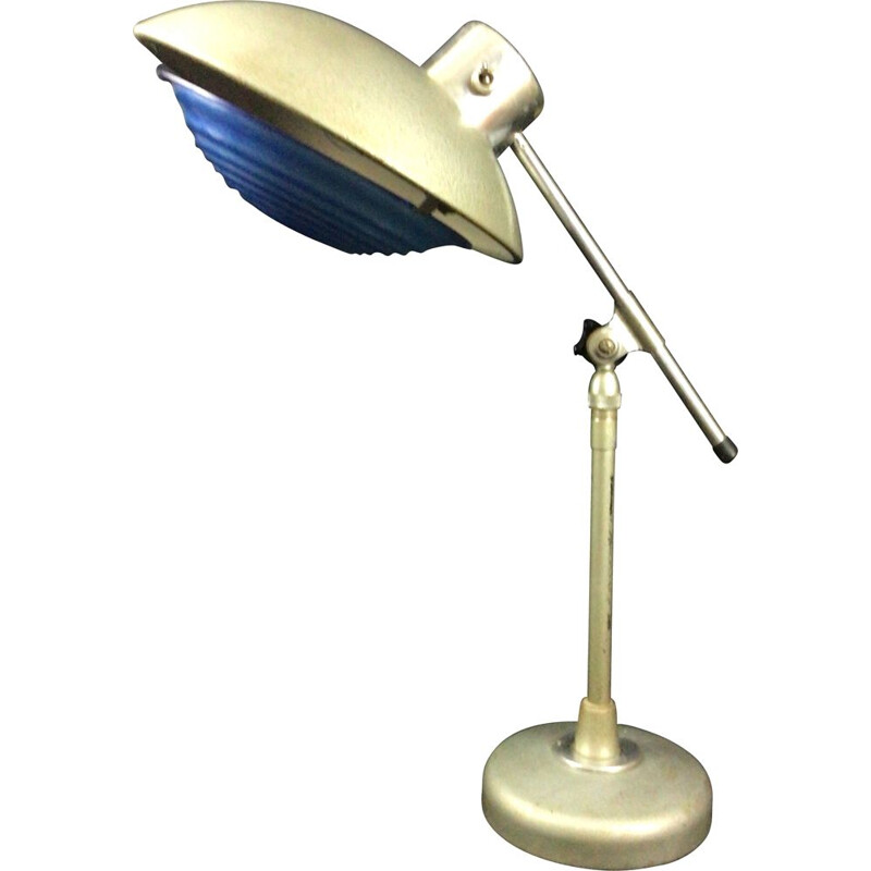 Lámpara de escritorio vintage de metal y chapa pintada de Ferdinand Solere, 1950