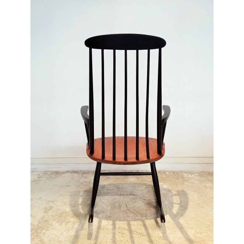 Mid-century rocking chair in beech and teak - 1950s