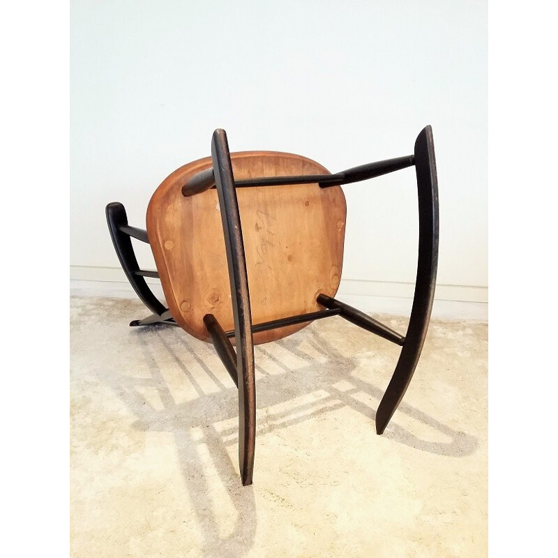 Mid-century rocking chair in beech and teak - 1950s