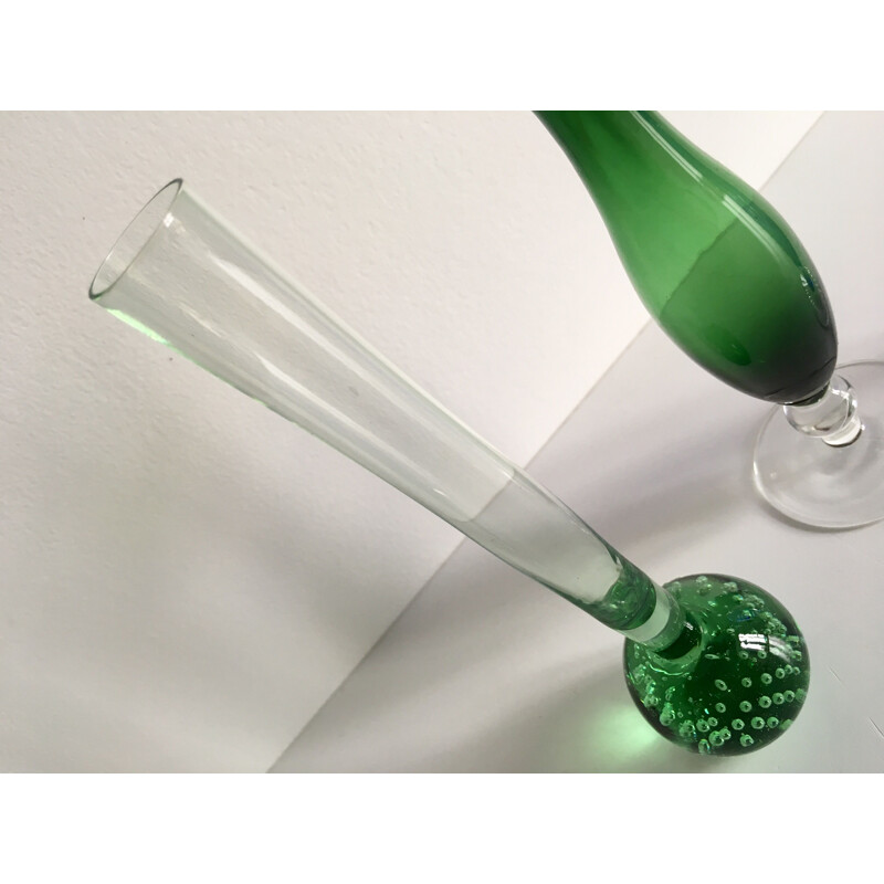 Ensemble de 3 soliflores vintage en verre et cristal ciselé